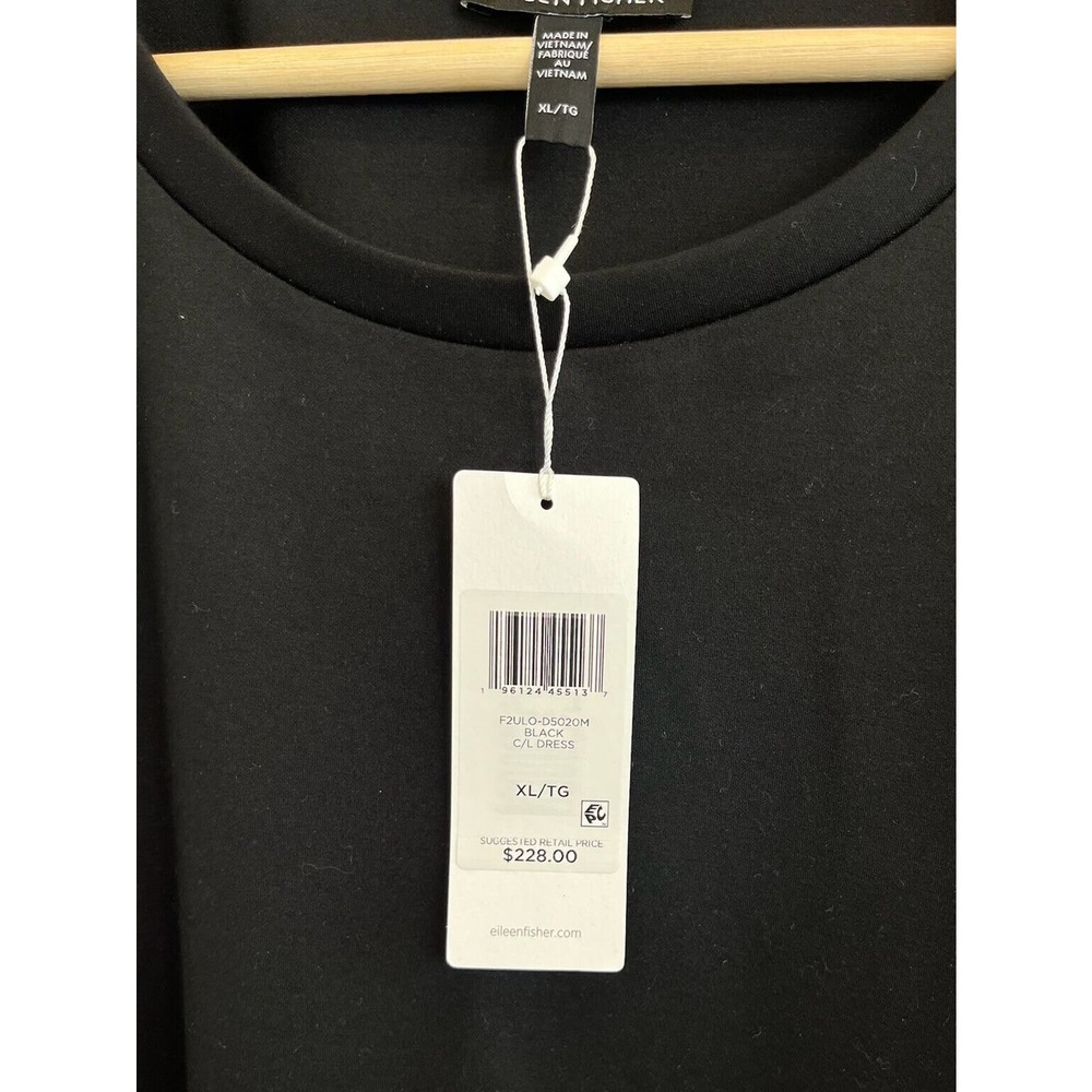 NWT EILEEN FISHER Lightweight Ponte Crew Neck Dress Sleeveless Midi Black XL - Picture 6 of 7